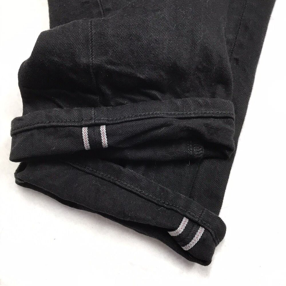 UNIQLO Selvedge Black Jeans Men 33x30 (33/32 tag) Slim Fit Straight Mid Rise - Picture 6 of 15